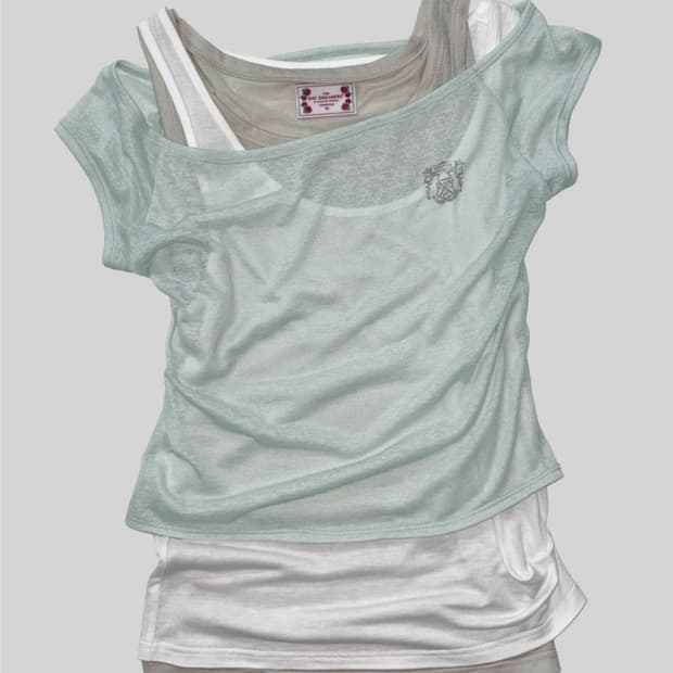 스컬프터 Lazy Sleeveless Layered Tee Mint 반팔