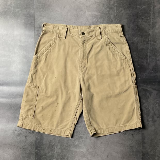 CARHARTT 칼하트 베이지 캔버스 카고 카펜터 쇼츠 A00984