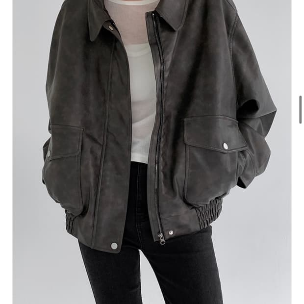 매니크 세크 레더 재킷 브라운