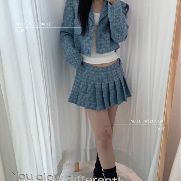 트위드 셋업 블루