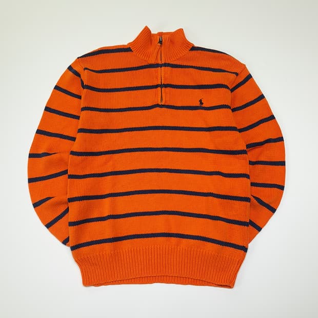 CL060 L 폴로 랄프로렌 90s 비비드 오렌지 & 네이비 스트라이프