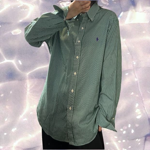 폴로 랄프로렌 스트라이프 셔츠 그린 L