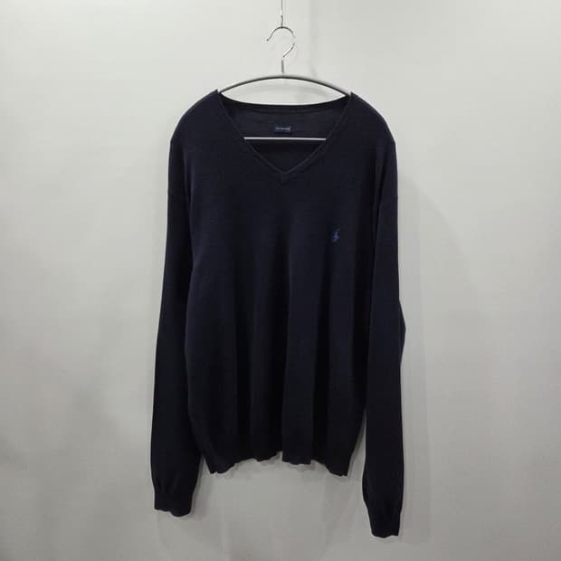 폴로랄프로렌 피마코튼 브이넥 니트 네이비 XL