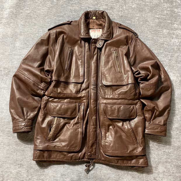 [L] 90s SULTAN 브라운 리얼 레더 코트