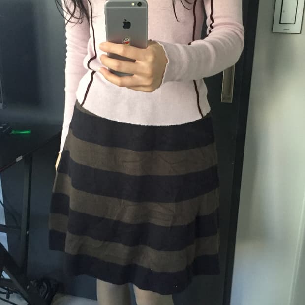Te chichi 스트라이프 갸루 미디 A 스커트