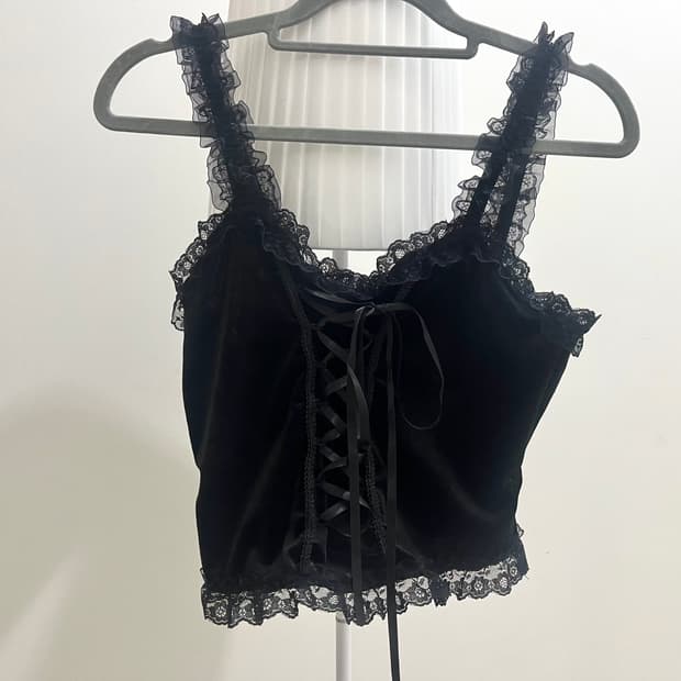 벨벳 레이스 히메갸루 코르셋 나시 슬리브리스핀터영애로판빈티지엑시즈팜고딕