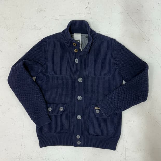 Bark Blue Wool Knit Jacket.