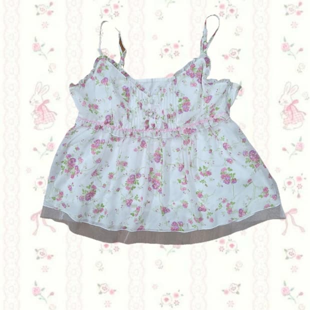 빈티지 모리걸 플로럴 슬리브리스