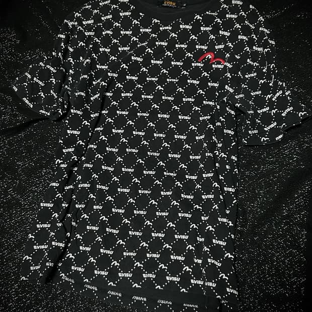 * RARE* 2000s 에비수 멀티로고 프린팅 블랙 티셔츠