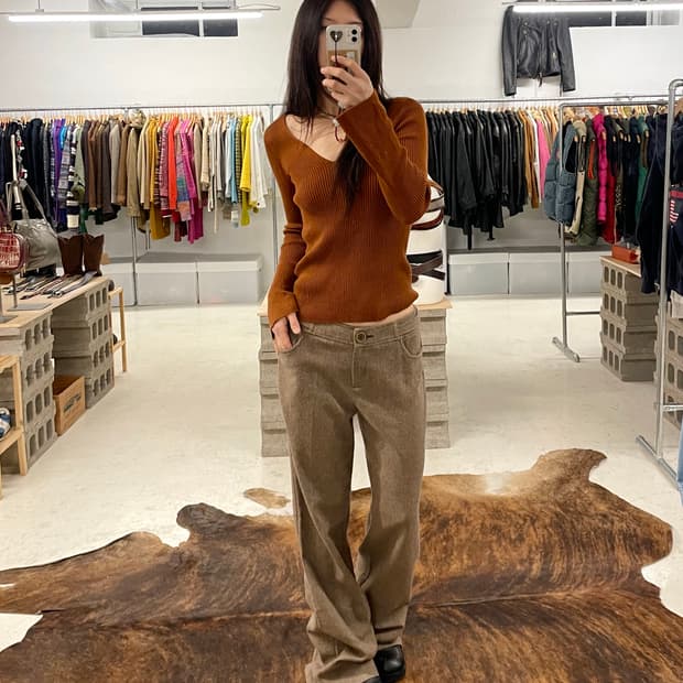 MAX&CO flare slacks 막스앤코 헤링본 플레어 핏 슬랙스