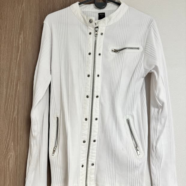 {Agate Label} Ribbed Eyelet Moto Jacket