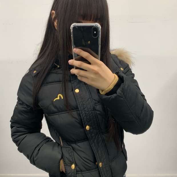 에비수 퍼후드 라인 크롭 패딩