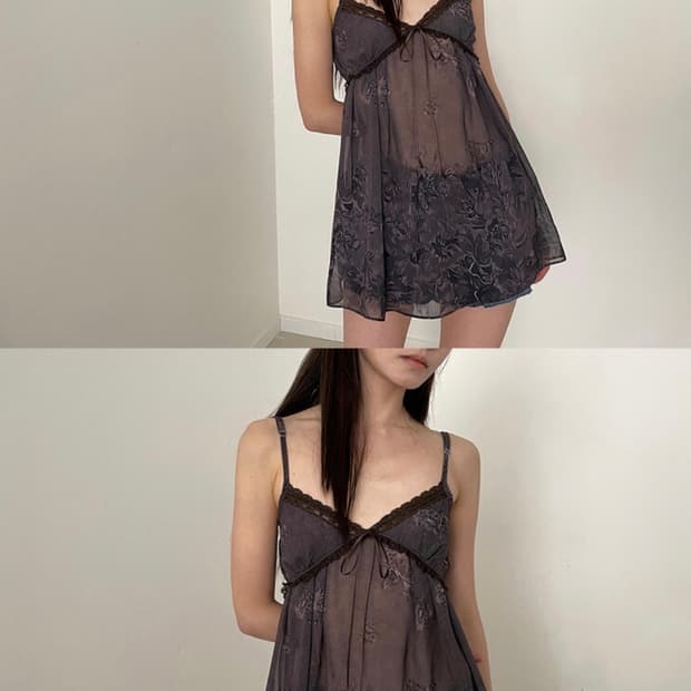 사토미라디오 플로랄 쉬폰 슬립 원피스