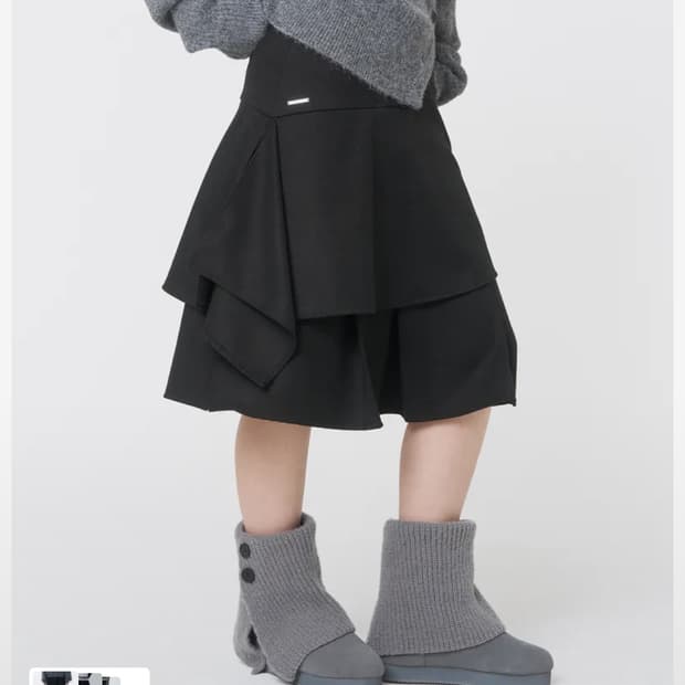 미세키서울 세이 레이어드 미디스커트 블랙