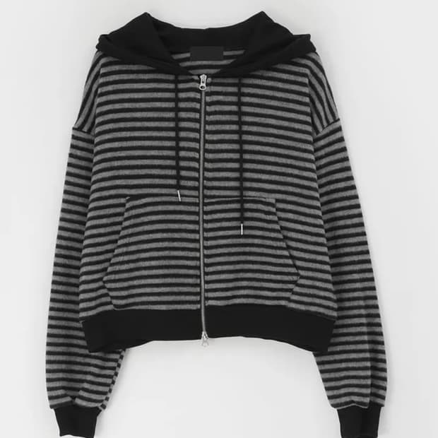 에딘러 투웨이 기모 스트라이프 후드집업