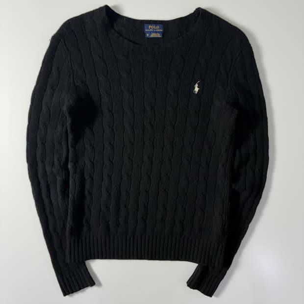 Polo 폴로 랄프로렌 우먼스 캐시미어 블랙 케이블 니트