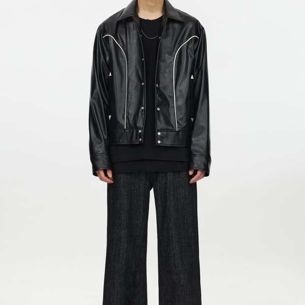 Youth 유스 블랙 faux 레더 자켓 민트급 (moon/M)