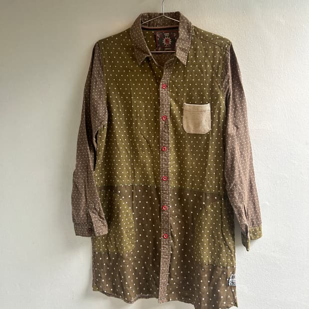 땡땡이 패치워크 셔츠원피스 