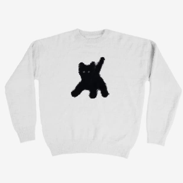 AEAE Flashed Cats Angora Knit -[WHITE]