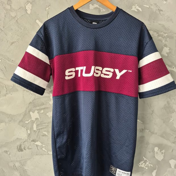 스투시 메쉬 반팔 티셔츠 네이비 L 사이즈