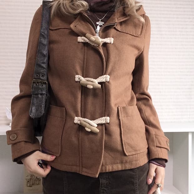 jpn vintage camel brown duffle hood half