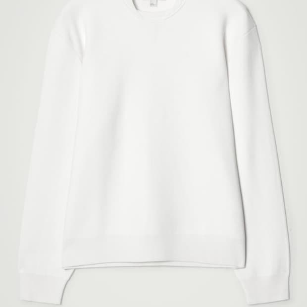 COS 코스 더블페이스 보머 넥 니트 스웨터 S 오프화이트