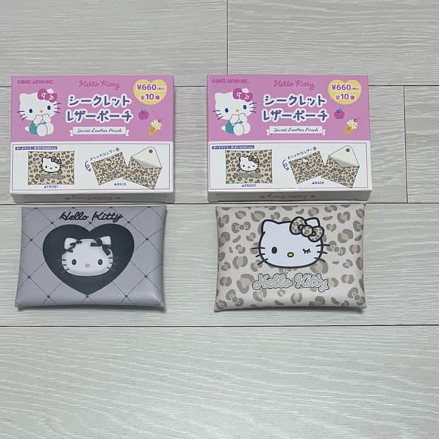 헬로키티 시크릿 레더 파우치 레오파드/모노톤 세트