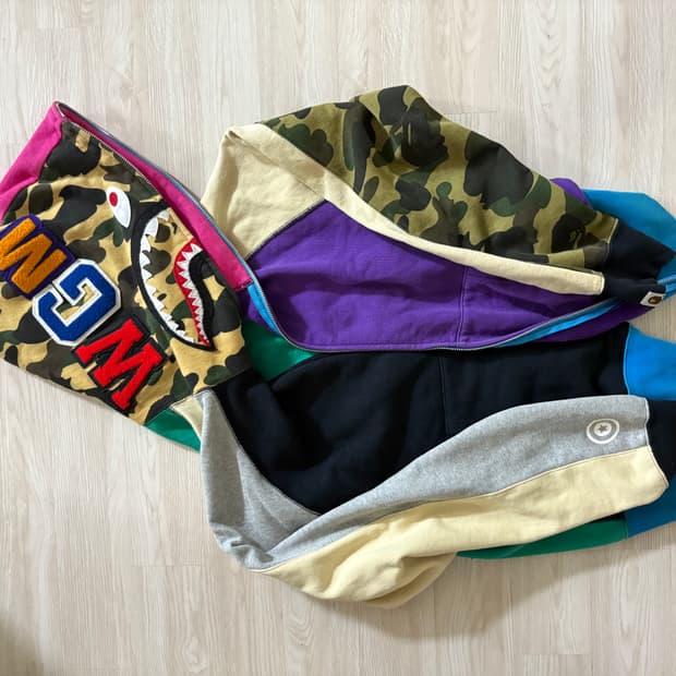 베이프 멀티컬러 샤크후드집업 L 판매합니다