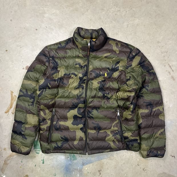 폴로 랄프로렌 카모 다운 패딩 카모플라주