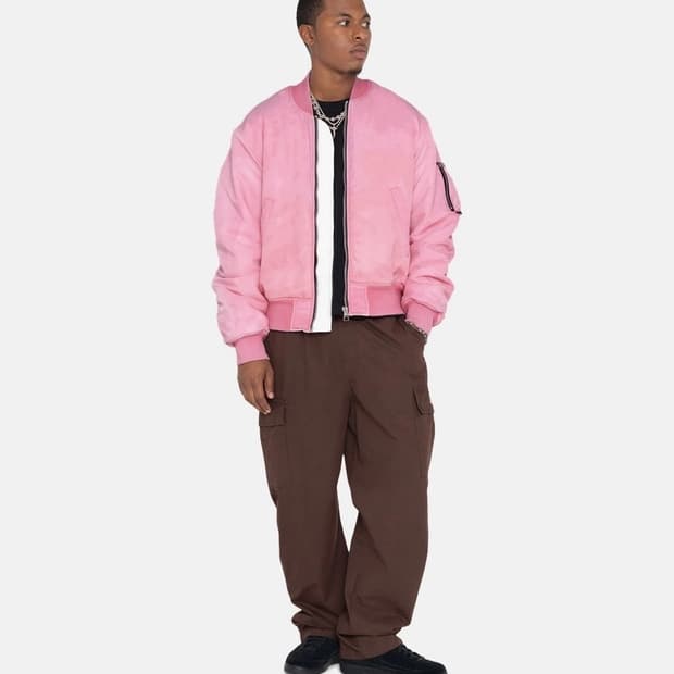 [stussy] 스투시 다이드 나일론 봄버 핑크M