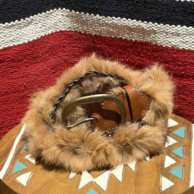 Woman ethnic y2k fur belt / 여자 에스닉 퍼 벨트