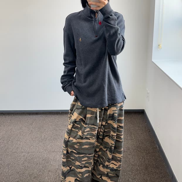 Polo 폴로 멀티포니 반집업 차콜 니트