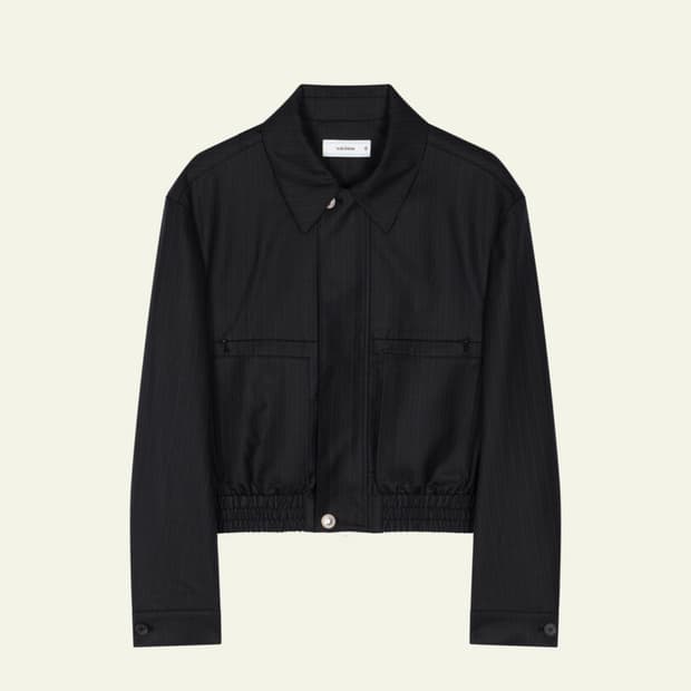 웨이비니스 울 크롭 자켓 블랙 스트라이프 2사이즈