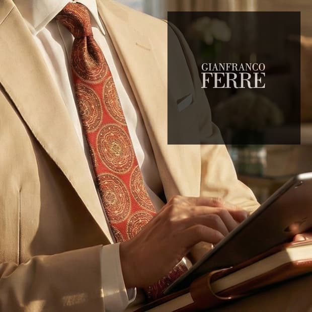 지안프랑코 페레 실크 메달리온 넥타이 9.5cm A+등급 A19675