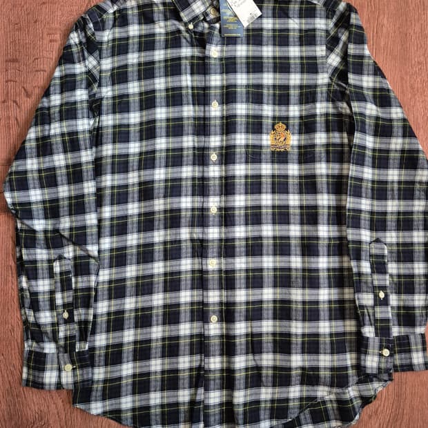 Polo 폴로 Crest logo 버튼 다운 체크 셔츠(새상품)