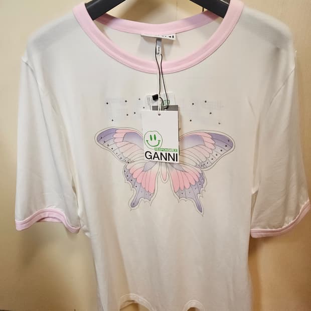 L) 가니 GANNI 버터플라이 반팔 티셔츠 반팔티