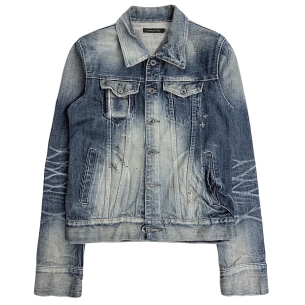빈티지 크랙 워시드 데님 자켓
