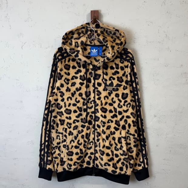 아디다스 레오파드 쉐르파 후드집업 갸루 펑크 서브컬쳐