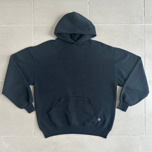 90s 빈티지 러셀 후드 블랙 XL USA