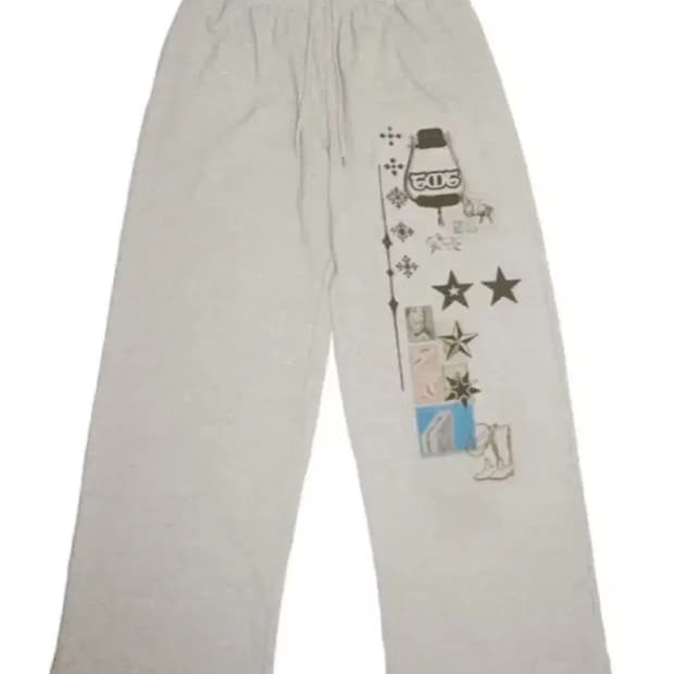 투머치택스 프린트 와플 팬츠 아이보리