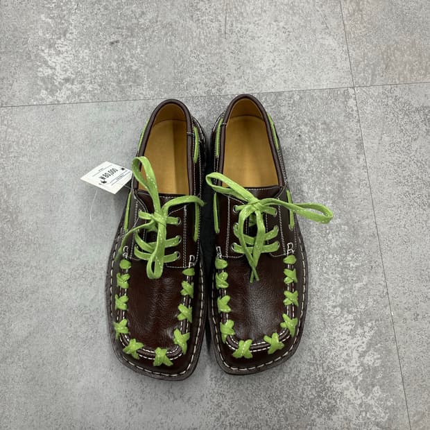 빈티지 캠퍼 에키 레이스업 브라운 레더 로퍼 H1808