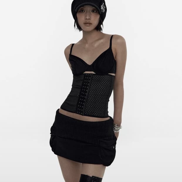 kashiko micro skirt black s