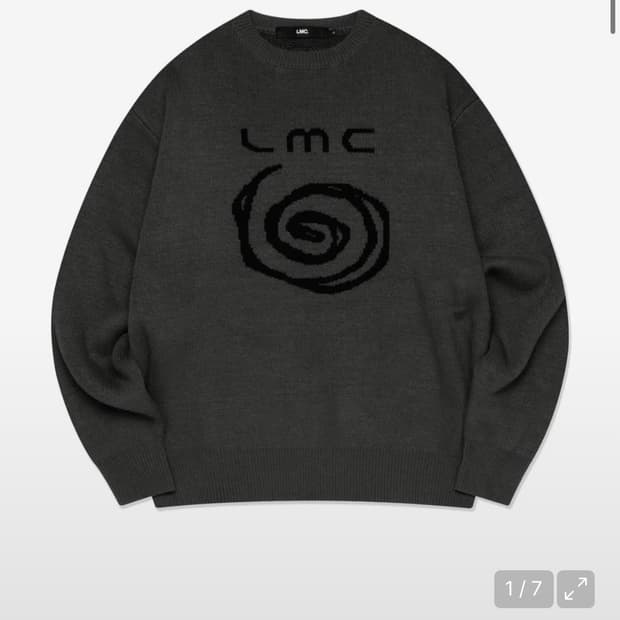Lmc 자카드 니트 스웨터 차콜 XL