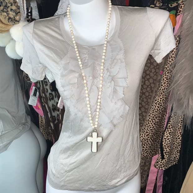 y2k 앤틱 뮤트 프릴 슬림반팔