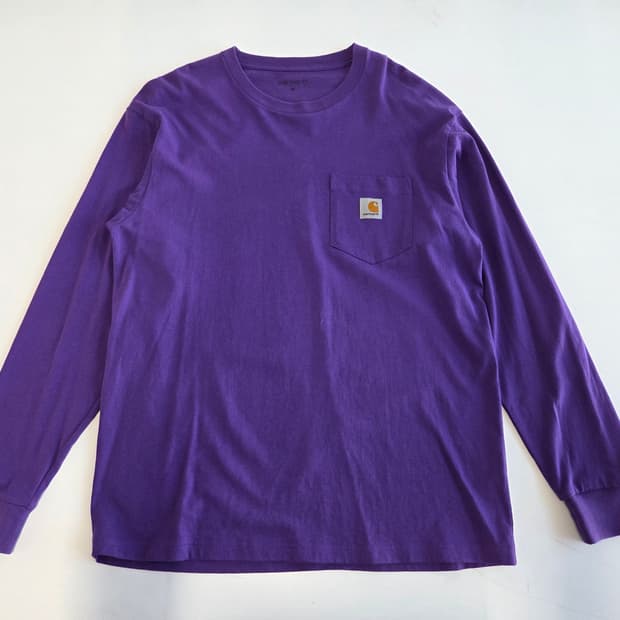 칼하트 포켓 롱슬리브 티셔츠 퍼플 M