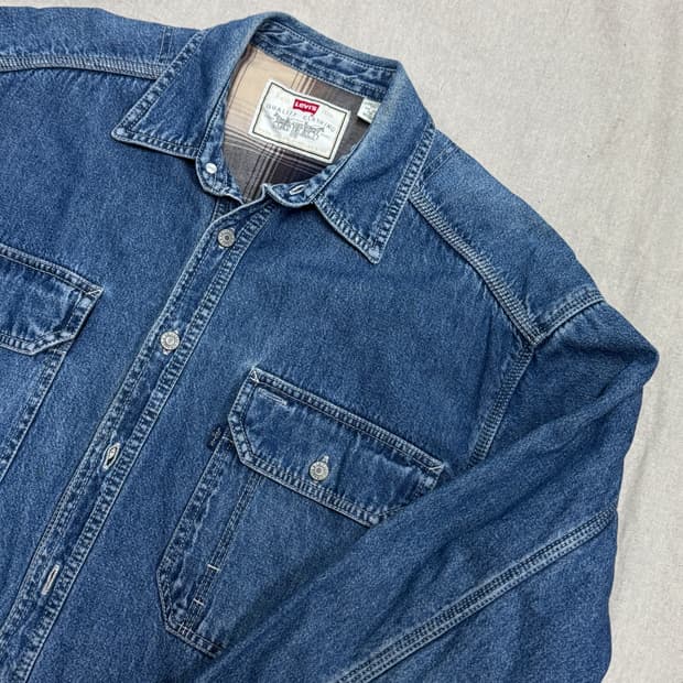 리바이스 90s 빈티지 네이비탭 셔츠 자켓 M(105)