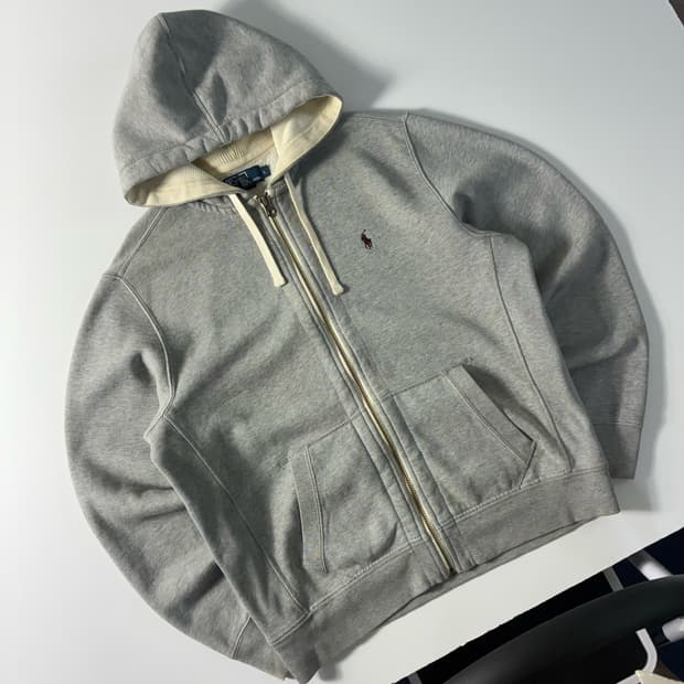 Polo  폴로 랄프로렌 자수 코튼 그레이 후드집업 