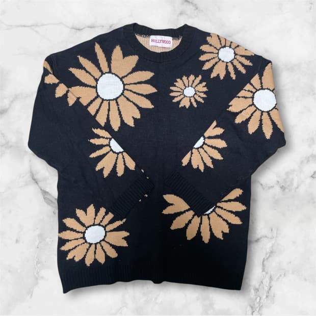 재패니즈 빈티지 해바라기 니트