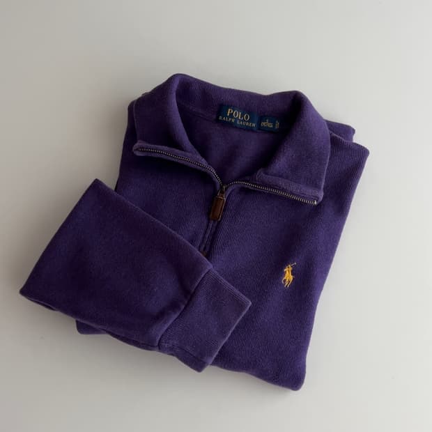 폴로 랄프로렌 퍼플 쿼터 집업 스웻셔츠 S