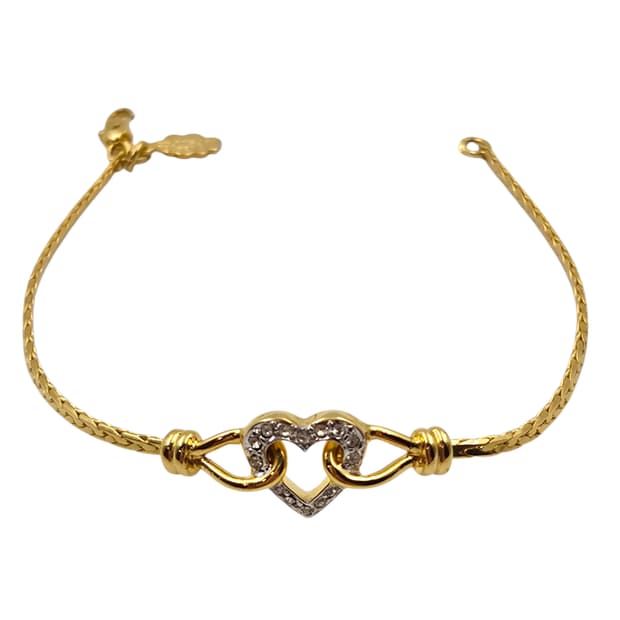 90s 꾸레쥬 하트 파베 스네이크 체인 팔찌